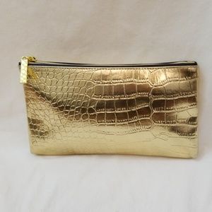 Estee Lauder metallic gold cosmetic bag pouch